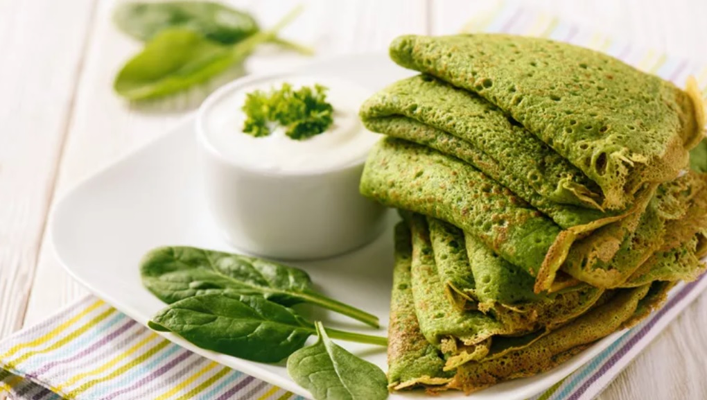 Κρέπες με σπανάκι και βρώμη