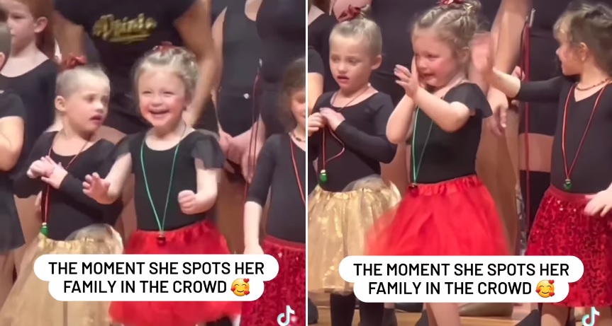 3χρονη μικρή συγκινείται όταν βλέπει τους γονείς της στη σχολική της παράσταση