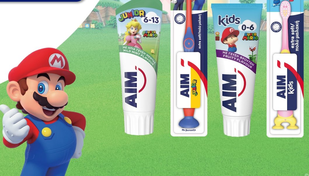 Με τη νέα παιδική σειρά AIM Kids x Super Mario, το βούρτσισμα γίνεται super εμπειρία!