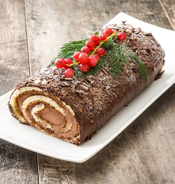Χριστούγεννα με σοκολάτα: Σοκολατένιος κορμός με παντεσπάνι