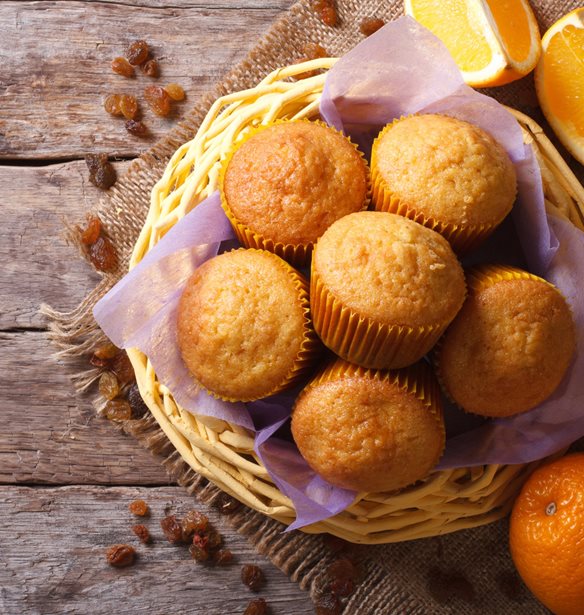 Muffins πορτοκαλιού: Χωρίς αυγά, χωρίς ζάχαρη